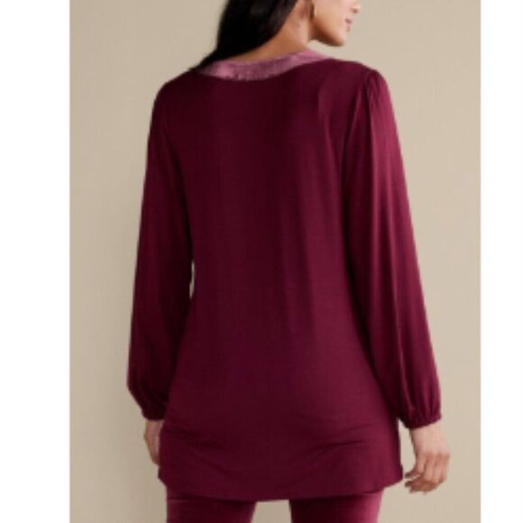 Soft Surroundings Adornment Velvet Trim Tunic Top‎ XL NEW Studded Jersey Knit - Picture 9 of 12